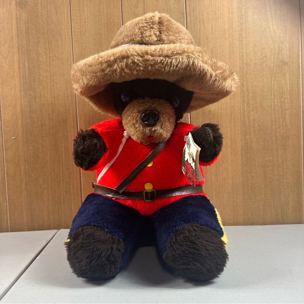 Vtg Mountie Bear Plush by Mara Canadian RCMP Canada Police Patrol Cute 15” Tag